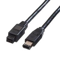 ROLINE IEEE 1394b / IEEE 1394 kabel, 9/6pin, zwart, 1,8 m