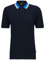 BOSS Poloshirt met geribde kraag - Blauw