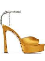 Jimmy Choo sandales Saeda 125 mm à ornements en cristal - Jaune - thumbnail