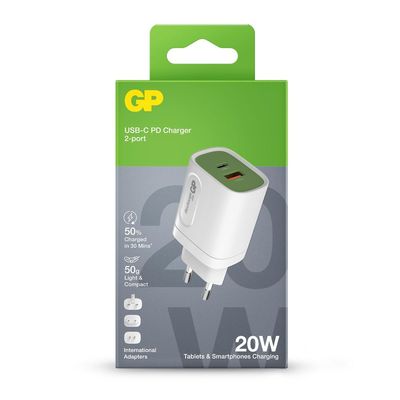 GP Batteries 150GP20WPD oplader voor mobiele apparatuur Universeel Wit AC Snel opladen Binnen