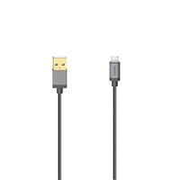 Hama USB-kabel voor iPhone/iPad (Connect. Lightning, USB 2.0, metaal, 0,75 m) zilver, zwart