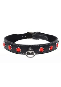 Fierce Vixen Leather Collar with Rhinestones