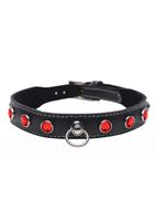 Fierce Vixen Leather Collar with Rhinestones