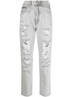 Philipp Plein jean ample à ornements en cristal - Gris