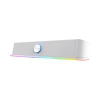 Trust Gaming GXT 619W Thorne Soundbar met RGB Verlichting, 12W, PC Luidsprekers 2.0 met USB-voeding, 3,5 mm AUX Audioaansluiting, Stereo Speaker voor Desktop, Laptop, Computer - Wit