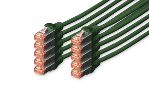 Digitus DK-1644-030-G-10 RJ45 Netwerkkabel, patchkabel CAT 6 S/FTP 3.00 m Groen Folie afscherming, Afscherming totaal, Afgeschermd, Halogeenvrij, Simplex,