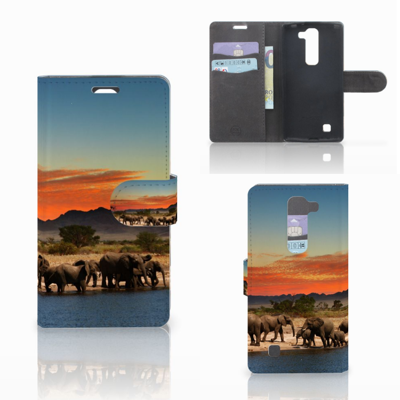 LG Magna | G4C Telefoonhoesje met Pasjes Olifanten LG Magna | G4C Telefoonhoesje met Pasjes Olifanten