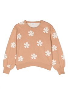 Chloé Kids pull en maille intarsia à fleurs - Tons neutres