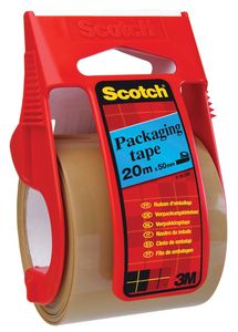 Scotch afroller met verpakkingsplakband, ft 50 mm x 20 m, bruin