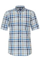 Redmond Casual Regular Fit Linnen Overhemd blauw/wit, Ruit - thumbnail