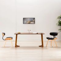 Eetkamerstoelen 2 st gebogen hout en kunstleer zwart - thumbnail