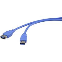 Renkforce USB-kabel USB 3.2 Gen1 (USB 3.0 / USB 3.1 Gen1) USB-A stekker, USB-A bus 1.80 m blauw vergulde stekkercontact