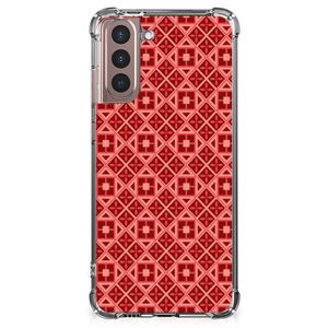 Samsung Galaxy S21 Plus Doorzichtige Silicone Hoesje Batik Rood