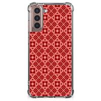 Samsung Galaxy S21 Plus Doorzichtige Silicone Hoesje Batik Rood - thumbnail