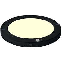 LED Plafondlamp met Bewegingssensor + Dag en Nacht Sensor - 18W - Warm Wit 3000K - 360° Zichthoek - Opbouw/Inbouw - Rond - Mat Zwart