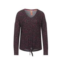 Street One fijngebreide top met all over print zwart/roze/oranje