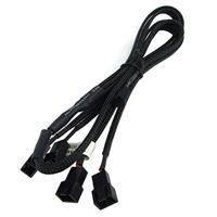 Phobya Y-kabel 3pin Molex naar 4X 3pin Molex 60cm - zwarte kabel ventilatorkabel en adapter