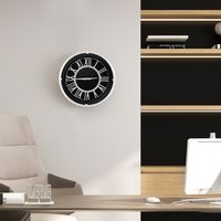 34,5 cm Stille Wandklok Zilveren Frame Zilveren Romeinse Cijfers Glazen Kap Grote Moderne Decoratieve Wandklok voor Thuis Kantoor