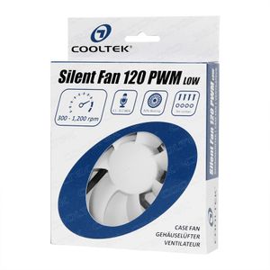 Cooltek Silent Fan 120 PWM PC-ventilator Zwart, Wit (b x h x d) 120 x 120 x 25 mm