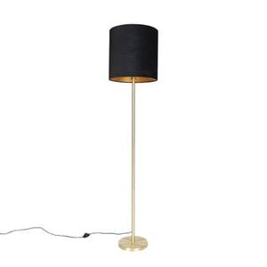 QAZQA Klassieke vloerlamp messing met zwarte kap 40 cm - Simplo