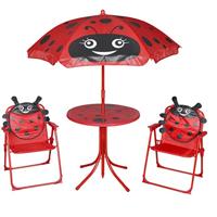vidaXL Kinder Bistroset met Parasol Rood Kindertafel Tuintafel voor Kinderen