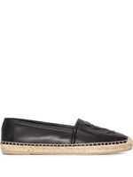 Saint Laurent espadrilles en cuir à logo embossé - Noir - thumbnail