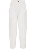 Brunello Cucinelli pantalon fuselé à détails plissés - Blanc