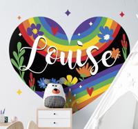 Muurstickers tekeningen Regenboog hart gepersonaliseerd - thumbnail