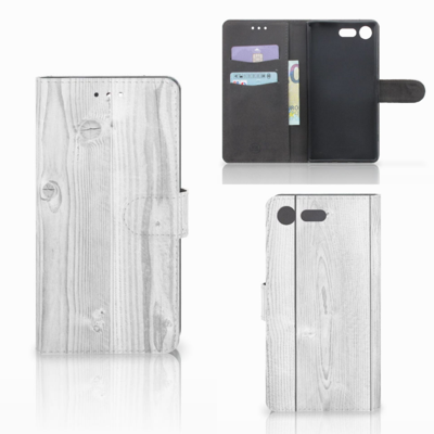 Sony Xperia XZ Premium Book Style Case White Wood