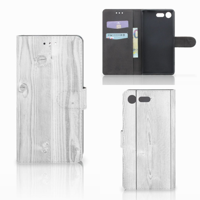 Sony Xperia XZ Premium Book Style Case White Wood