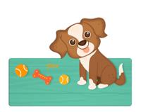 Dekori naambord puppy 25 x 16 cm hout bruin/wit 2 delig