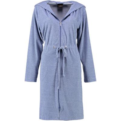 Cawö Cawö 817 Dames Korte badjas met capuchon, band en rits - denim-11