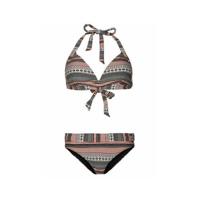 Protest halter bikini Eleonore met all over print zwart/bruin
