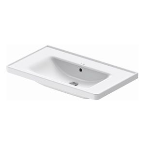 Wastafel Duravit D-Neo WonderGliss Met Rand Overloop Kraanvlak Zonder Kraangat 80 cm Hoogglans Wit Duravit