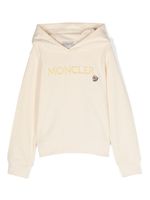 Moncler Enfant logo-embroidered cotton hoodie - Tons neutres