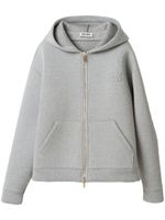 Miu Miu hoodie en coton à logo brodé - Gris