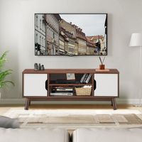 TV-Meubel In Industriële Stijl voor TV-Kasten tot 127 cm Modern Houten Multifunctioneel Opbergmeubel met Open Opbergplank (Wit) - thumbnail