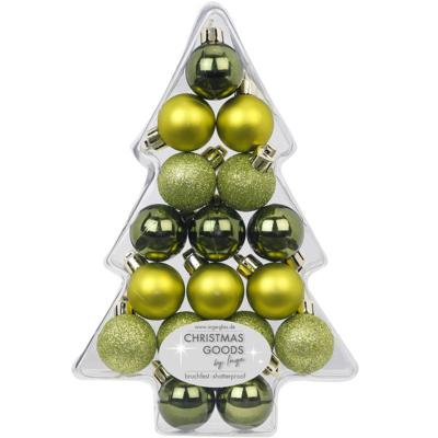 17x Kunststof groene kleine kerstballen pakket 3 cm - Kerstbal 17x Kunststof groene kleine kerstballen pakket 3 cm - Kerstbal