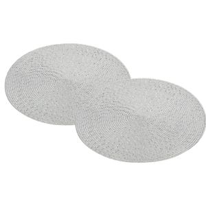 10x Ronde placemats/onderlegger zilver met glitter 38 cm