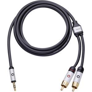 Oehlbach i-Connect J-35/R Cinch / Jackplug Audio Aansluitkabel [2x Cinch-stekker - 1x Jackplug male 3,5 mm] 3.00 m Zwart Vergulde steekcontacten