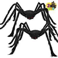 JOYIN Halloween realistische harige spinnen set (2 stuks), Halloween Spider rekwisieten, enge spinnen met dezelfde maat voor binnen en buiten decoraties (119,4 cm, 119,4 cm)