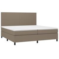vidaXL Boxspring met matras en LED stof taupe 200x200 cm
