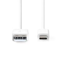NEDIS USB-kabel | USB 2.0 | USB-A stekker | USB-C™ stekker | 480 Mbps | vernikkeld | 1,00 m | rond | PVC | wit | box