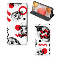 Mobiel BookCase Samsung Galaxy A42 Skull Red