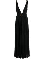 Saint Laurent robe longue à col v - Noir