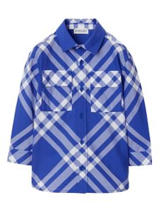 Burberry Kids chemise bicolore à carreaux en coton - Bleu