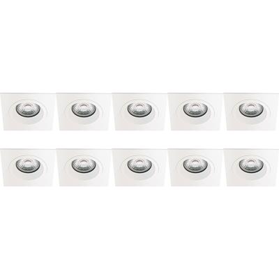 Spot Armatuur 10 Pack - Pragmi Rodos Pro - GU10 Inbouwspot - Vierkant - Wit - Aluminium - 93mm