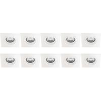 Spot Armatuur 10 Pack - Pragmi Rodos Pro - GU10 Inbouwspot - Vierkant - Wit - Aluminium - 93mm