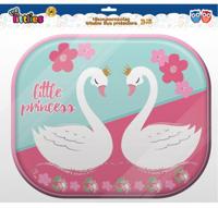 The Littlies zonneschermen zwanen 44 cm mesh roze/blauw 2 stuks