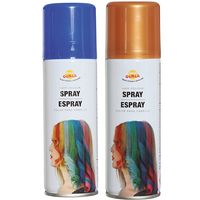 Carnaval verkleed haar verf/spray - blauw en goud - spuitbus - 125 ml